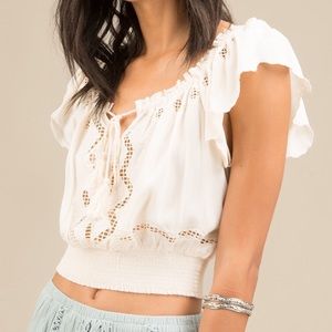 ASTR Reyna cold shoulder blouse